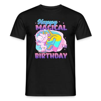 Alles Gute Zum Magischen 7. Geburtstag Einhorn - Männer T-Shirt - Schwarz - Vorne - AI Model Male 178 light (178cm)