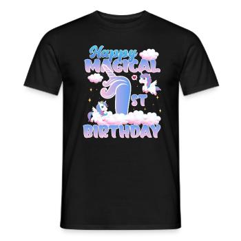 Happy Magical 1st Birthday Einhorn Pony - Männer T-Shirt - Schwarz - Vorne - AI Model Male 178 light (178cm)