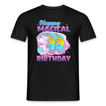 Happy Magical 12. Geburtstag Einhorn Pony - Männer T-Shirt - Schwarz - Vorne - AI Model Male 178 light (178cm)
