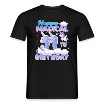 Happy Magical 11th Birthday Einhorn Pony - Männer T-Shirt - Schwarz - Vorne - AI Model Male 178 light (178cm)