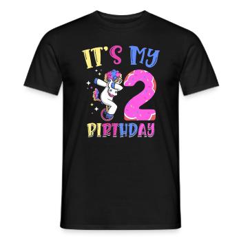 Es Ist Mein 2 Geburtstag Tupfende Einhorn Pony 2. - Männer T-Shirt - Schwarz - Vorne - AI Model Male 178 light (178cm)