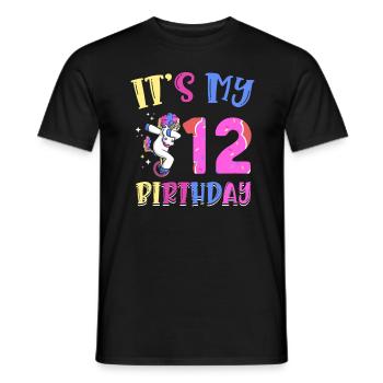 Es Ist Mein 12 Geburtstag Dabbing Einhorn Pony 12. - Männer T-Shirt - Schwarz - Vorne - AI Model Male 178 light (178cm)