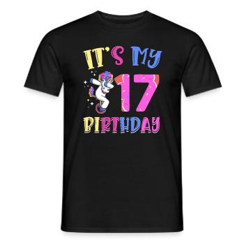 Es Ist Mein 17. Geburtstag Tupfende Einhorn Pony - Männer T-Shirt - Schwarz - Vorne - AI Model Male 178 light (178cm)