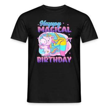 Happy Magical 1st Birthday Einhorn Pony - Männer T-Shirt - Schwarz - Vorne - AI Model Male 178 light (178cm)