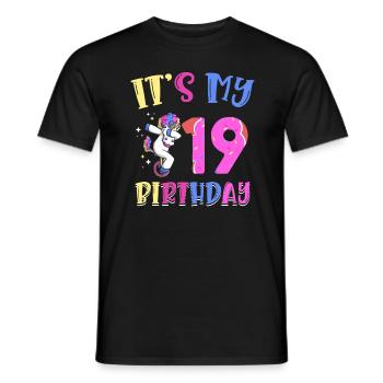 Es Ist Mein 19 Geburtstag Tupfende Einhorn Pony - Männer T-Shirt - Schwarz - Vorne - AI Model Male 178 light (178cm)