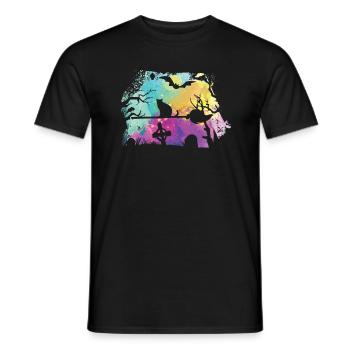 Hexe Katze Tiere Silhouette Halloween Gedenkpark - Männer T-Shirt - Schwarz - Vorne - AI Model Male 178 light (178cm)