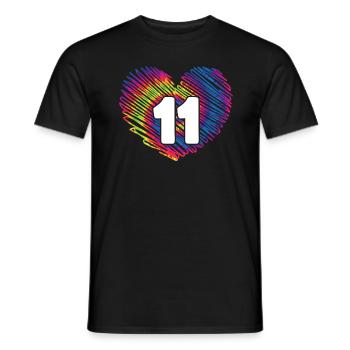 11th Birthday Heart Tie Dye | Tie Dye Themed - Men's T-Shirt - black - Front - AI Model Male 178 light (178cm)
