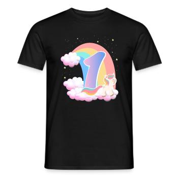 1 Unicorn Rainbow Clouds Little Pony 1. - Men's T-Shirt - black - Front - AI Model Male 178 light (178cm)