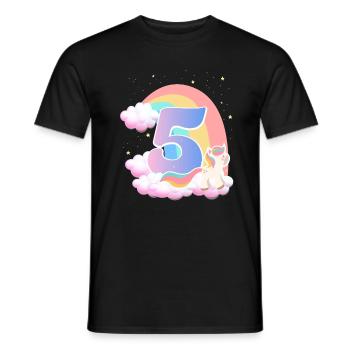 5 Unicorn Rainbow Clouds Little Pony 5. - Men's T-Shirt - black - Front - AI Model Male 178 light (178cm)