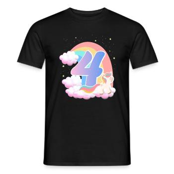 4 Unicorn Rainbow Clouds Little Pony 4. - Men's T-Shirt - black - Front - AI Model Male 178 light (178cm)