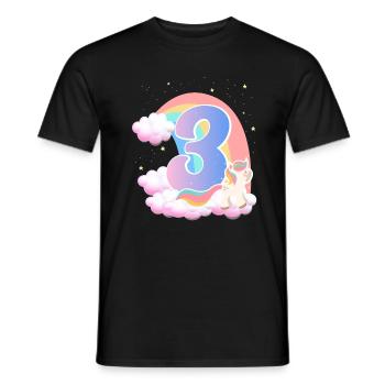 3 Unicorn Rainbow Clouds Little Pony 3. - Men's T-Shirt - black - Front - AI Model Male 178 light (178cm)