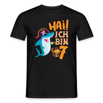 Hai! Ich Bin 7 Einäugiger Piraten Hai 7. - Männer T-Shirt - Schwarz - Vorne - AI Model Male 178 light (178cm)