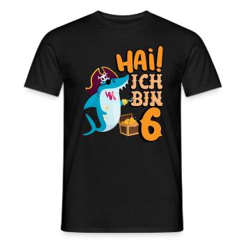 Hai! Ich Bin 6 Einäugiger Piraten Hai 6. - Männer T-Shirt - Schwarz - Vorne - AI Model Male 178 light (178cm)