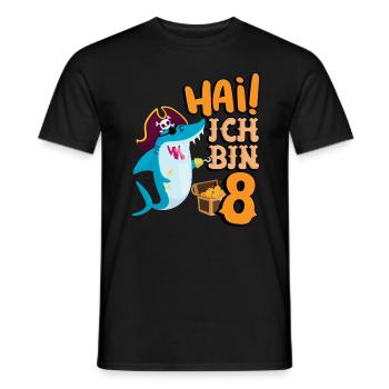 Hai! Ich Bin 8 Einäugiger Piraten Hai 8. - Männer T-Shirt - Schwarz - Vorne - AI Model Male 178 light (178cm)
