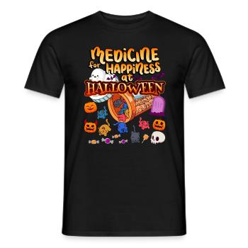 Medicine to Happiness on Halloween Clowder Of - Men's T-Shirt - black - Front - AI Model Male 178 light (178cm)