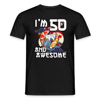Ich Bin 50 Und Awesome Japanischer Karpfen Koi - Männer T-Shirt - Schwarz - Vorne - AI Model Male 178 light (178cm)