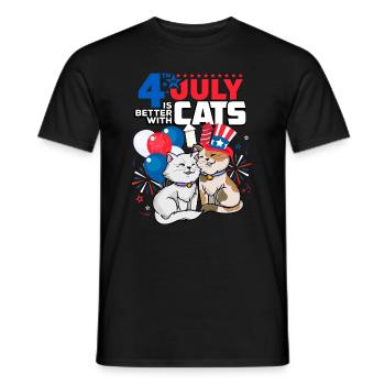 July 4 is better with cats - Men's T-Shirt - black - Front - AI Model Male 178 light (178cm)