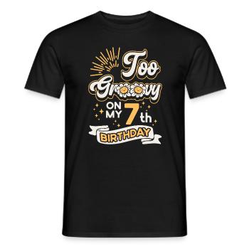 Too Groovy On My 7th Birthday Seven years old - Men's T-Shirt - black - Front - AI Model Male 178 light (178cm)