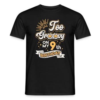 Too Groovy On My 9th Birthday Nine Years Old Bday - Men's T-Shirt - black - Front - AI Model Male 178 light (178cm)