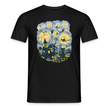 Spooky Evening With Pumpkins Ghosts - Men's T-Shirt - black - Front - AI Model Male 178 light (178cm)