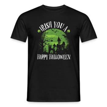 Irish You A Happy Halloween Cloverleaf - Men's T-Shirt - black - Front - AI Model Male 178 light (178cm)