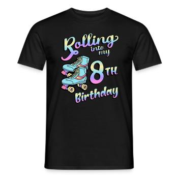 Rolling Into My 8th Birthday Quad Skater - Men's T-Shirt - black - Front - AI Model Male 178 light (178cm)