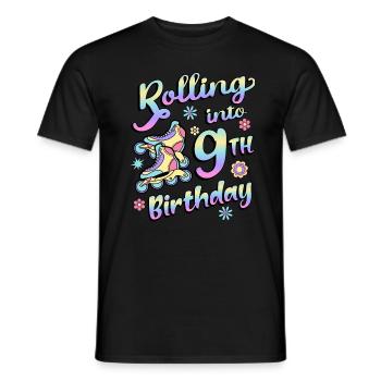 Rolling Into 9th Geburtstag Roller Skater Inline - Männer T-Shirt - Schwarz - Vorne - AI Model Male 178 light (178cm)