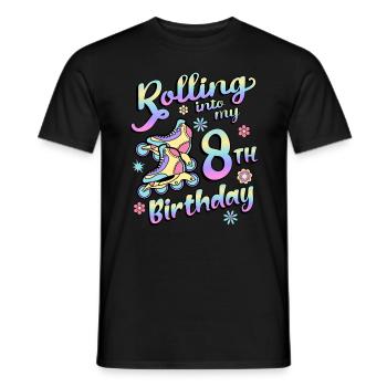 Rolling Into My 8th Birthday Roller Skater Inline - Men's T-Shirt - black - Front - AI Model Male 178 light (178cm)