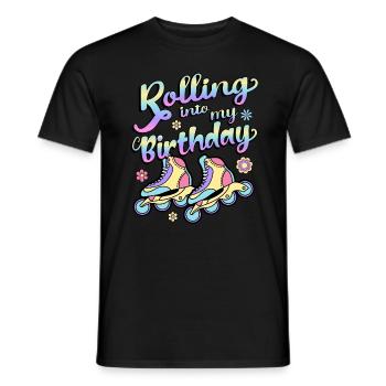 Rolling Into My Birthday Roller Skater Inline - Männer T-Shirt - Schwarz - Vorne - AI Model Male 178 light (178cm)