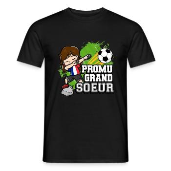 Promu Grand Soeur Drôle de footballeur - T-shirt homme - noir - Devant - AI Model Male 178 light (178cm)