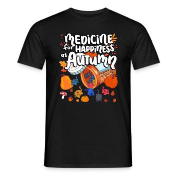 Medicine for Happiness at Autumn Cat Gummies - Men's T-Shirt - black - Front - AI Model Male 178 light (178cm)