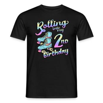 Rolling Into My 2nd Birthday Quad Skater - Männer T-Shirt - Schwarz - Vorne - AI Model Male 178 light (178cm)