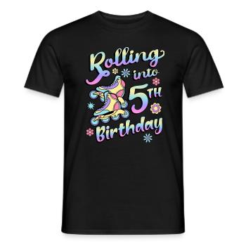 Rolling Into 5th Birthday Roller Skater Inline - Men's T-Shirt - black - Front - AI Model Male 178 light (178cm)
