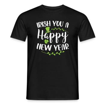 Irish You Happy New Year Green Shamrock - Men's T-Shirt - black - Front - AI Model Male 178 light (178cm)