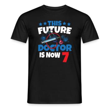 This future doctor is now 7 doctor child 7. - Men's T-Shirt - black - Front - AI Model Male 178 light (178cm)