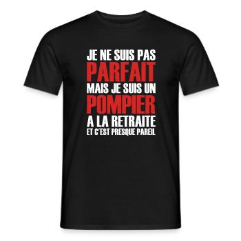 Drôle Pompier Citation Retraité Cool Pompier - T-shirt homme - noir - Devant - AI Model Male 178 light (178cm)