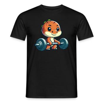 Cute Dino T-Rex Barbell Workout - Men's T-Shirt - black - Front - AI Model Male 178 light (178cm)