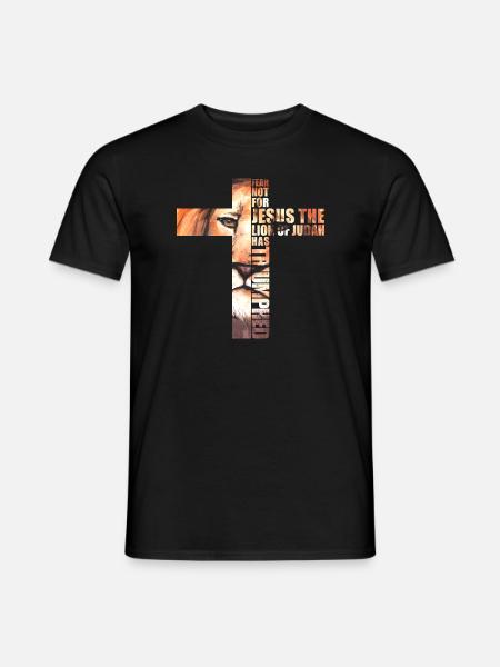 Lion Judah Jesus Cross Christ Faith Church Shirt - Men's T-Shirt - black