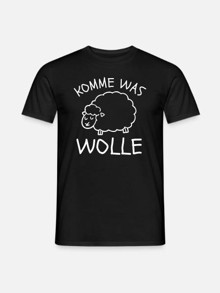 LUSTIGE SCHAF GESCHENKIDEE, KOMME WAS WOLLE SPRUCH - Männer T-Shirt - Schwarz