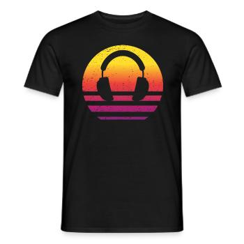 Headphones Retro Style Vintage - Men's T-Shirt - black - Front - AI Model Male 178 light (178cm)