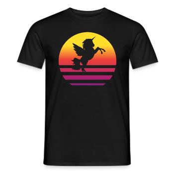 Einhorn Retro Style Vintage - Männer T-Shirt - Schwarz - Vorne - AI Model Male 178 light (178cm)