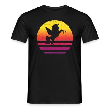 Einhorn Retro Style Vintage - Männer T-Shirt - Schwarz - Vorne - AI Model Male 178 light (178cm)