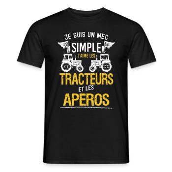 Apéro Tracteur Et Bon Vivant - T-shirt homme - noir - Devant - AI Model Male 178 light (178cm)