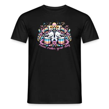 Music Makes Your Day - Men's T-Shirt - black - Front - AI Model Male 178 light (178cm)