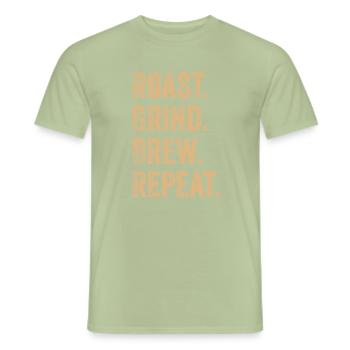 Roast Grind Brew Repeat Barista - Männer T-Shirt - Sage - Vorne - AI Model Male 178 light (178cm)