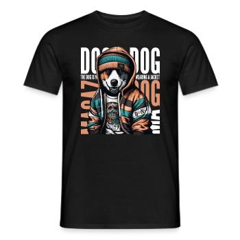 URBAN CHIC : LE CHIEN EMBRASSE LA VIE CITADINE AVEC STYLE - T-shirt homme - noir - Devant - AI Model Male 178 light (178cm)