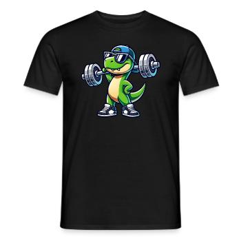 Cute Cartoon Trex Dinosaur Barbell Workout - Männer T-Shirt - Schwarz - Vorne - AI Model Male 178 light (178cm)