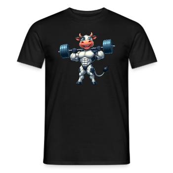 Entraînement d’haltère de vache forte Entraînement de fitness - T-shirt homme - noir - Devant - AI Model Male 178 light (178cm)