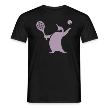 Pinguin Tennisspieler Silhouette Minimalistisch - Männer T-Shirt - Schwarz - Vorne - AI Model Male 178 light (178cm)