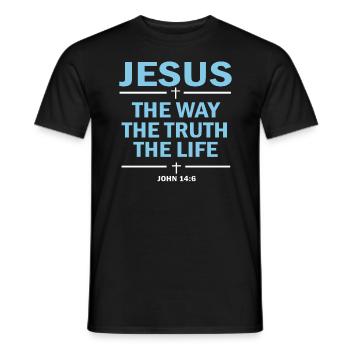 Jesus Faith entwirft für Frauen - Männer T-Shirt - Schwarz - Vorne - AI Model Male 178 light (178cm)